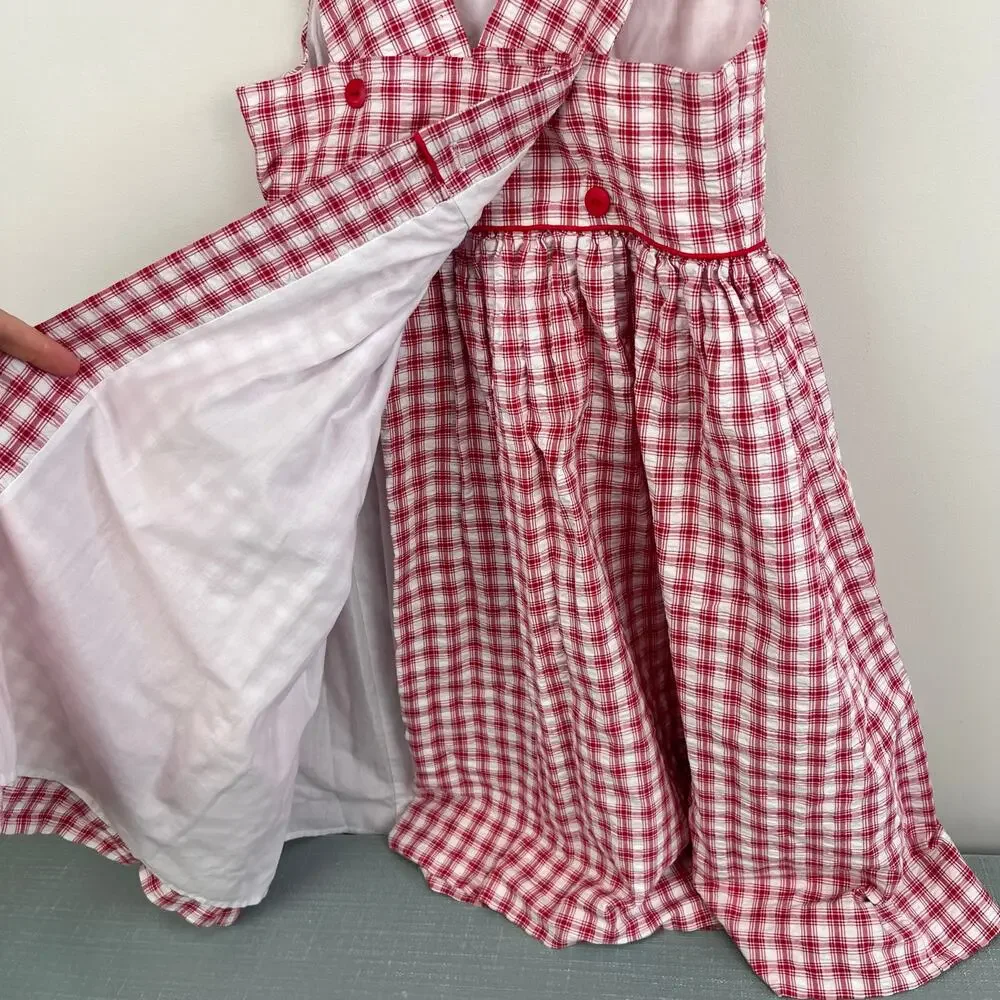 Florence Eiseman Sleeveless Red Plaid Cherry Dress 6